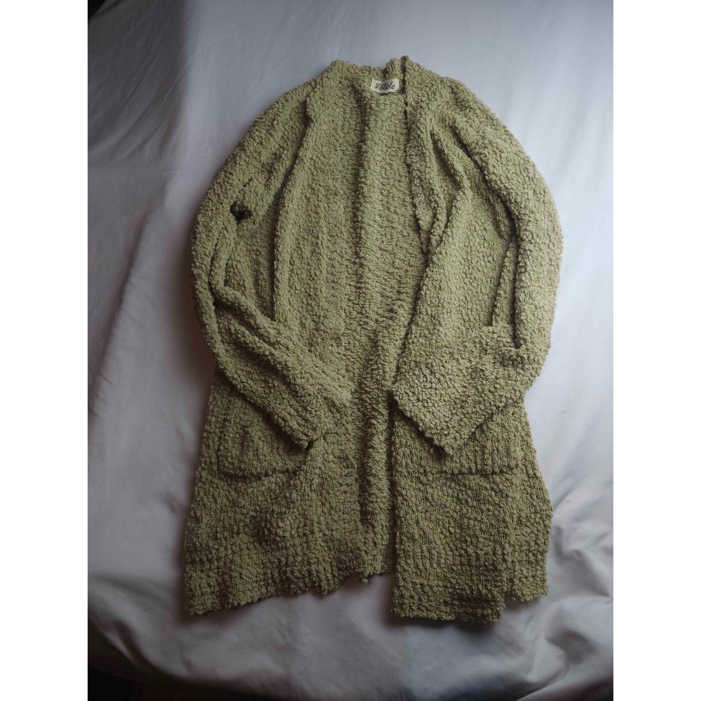 Listicle Cardigan Sweater Womens M Green Popcorn Knit Boho Cottagecore Academia